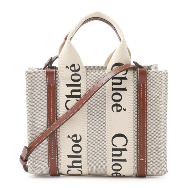 s397j2802 Chloe Woody Small Tote Bag Leather White Brown