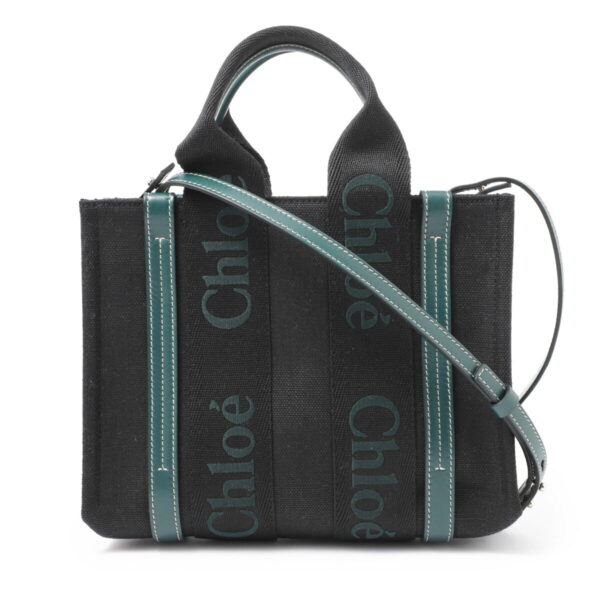 s397l1702 Chloe Woody Small Tote Bag Leather Black Green