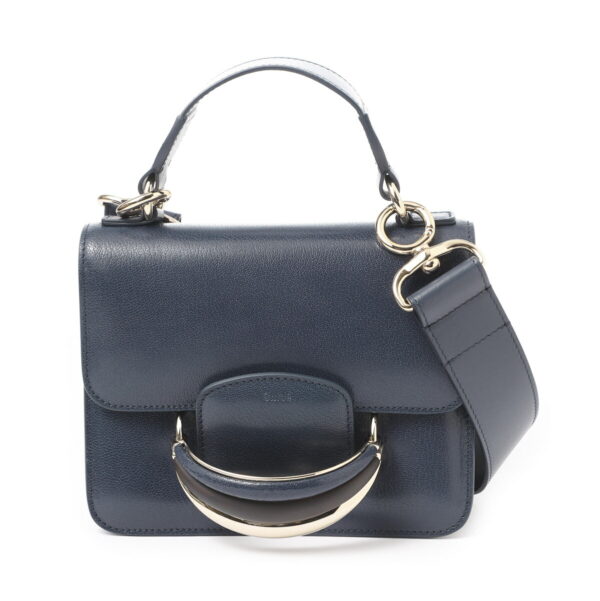 s498i4202 Chloe Kattie Shoulder Bag Leather Navy