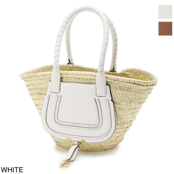 s728g5801 Chloe Marcie Basket Bag Leather White