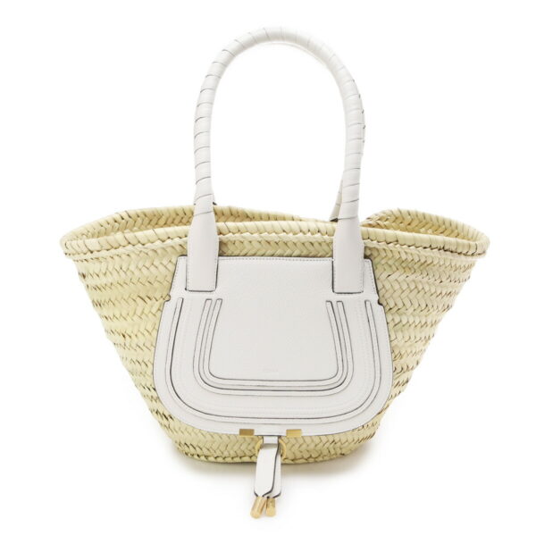 s728g5802 Chloe Marcie Basket Bag Leather White