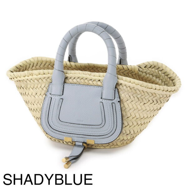 s732i3210 Chloe Marcie Mini Basket Bag Leather Shady Blue