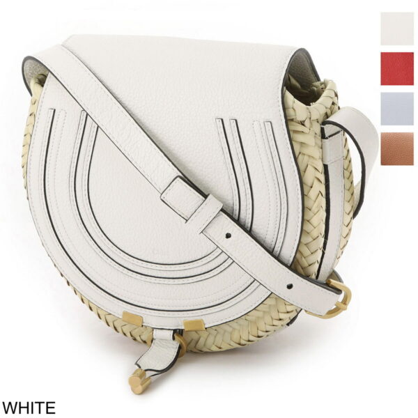 s735i3201 Chloe Marcie Crossbody Basket Bag Leather White