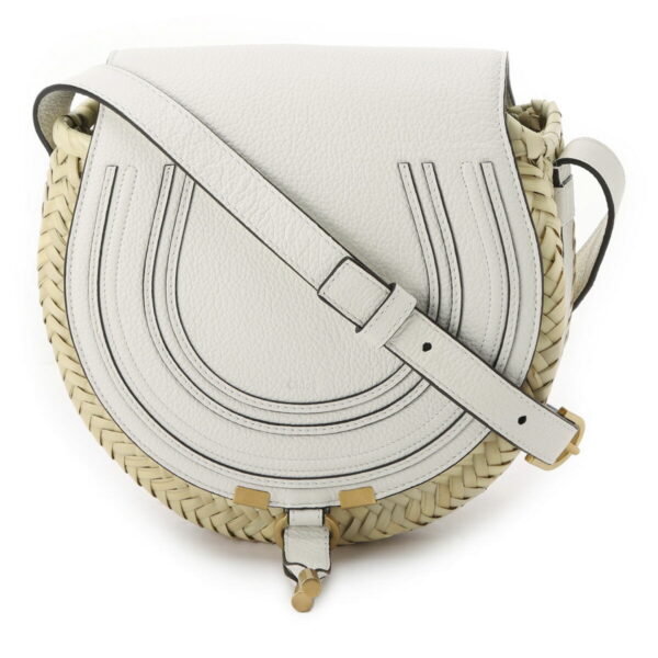 s735i3202 Chloe Marcie Crossbody Basket Bag Leather White