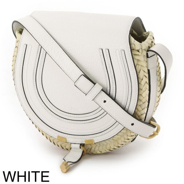 s735i3211 Chloe Marcie Crossbody Basket Bag Leather White