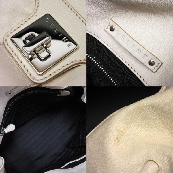 t13442 2 Celine Shoulder Bag Leather Beige