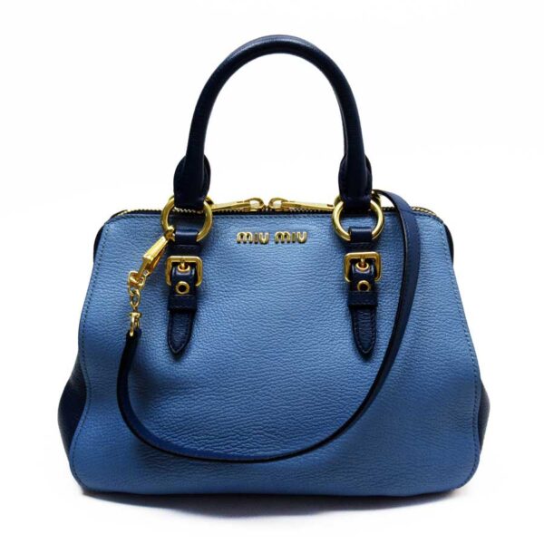 t16043e Miu Miu Handbag Crossbody Shoulder Bag 2Way Bag Leather Blue