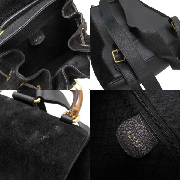 t16093d 2 Gucci Bamboo Suede Leather Backpack Black