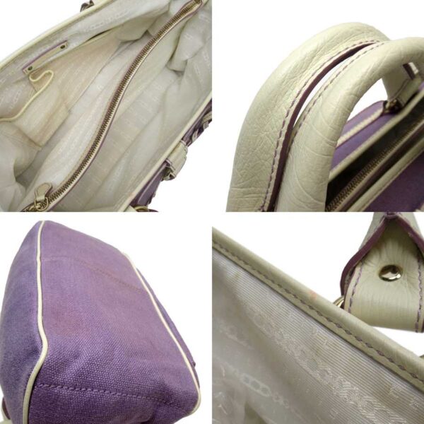 t16096c 1 Celine Handbag Canvas Leather Purple White