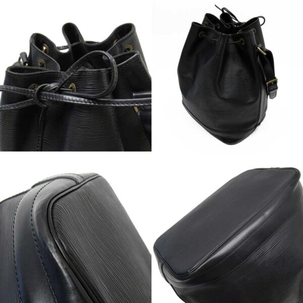 t16122c 1 Louis Vuitton Noe Epi Leather Drawstring Bag Black