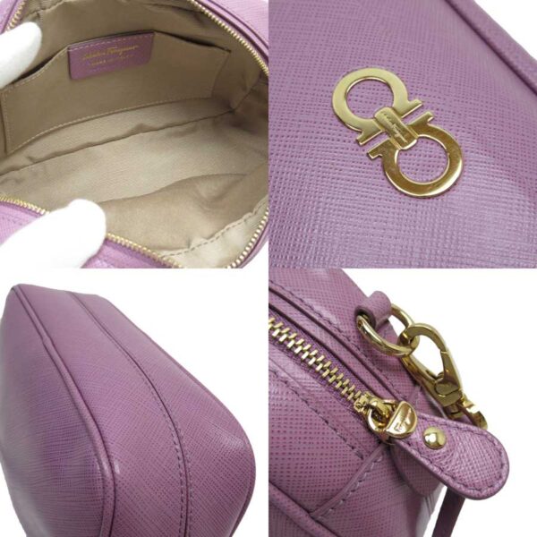 t16157 1 Salvatore Ferragamo Gancini Saffiano Leather Crossbody Bag Purple