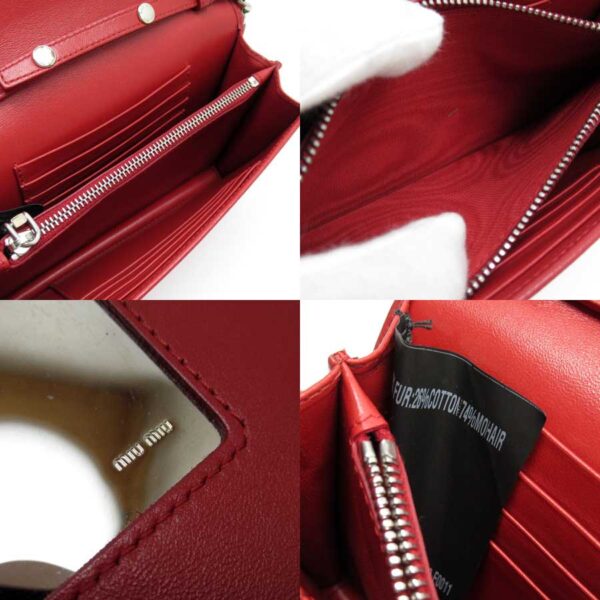 t16159c 2 Miu Miu Chain Wallet Clutch Bag Crossbody 2Way Bag Fur Red