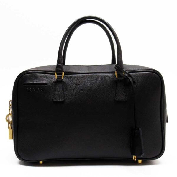 t16243a Prada Saffiano Leather Mini Handbag Black