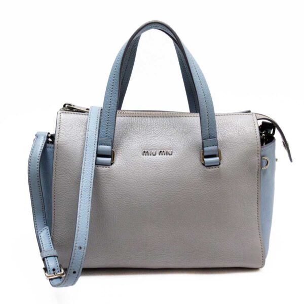 t16272 Miu Miu Handbag Shoulder Bag 2Way Bag Leather Blue Gray