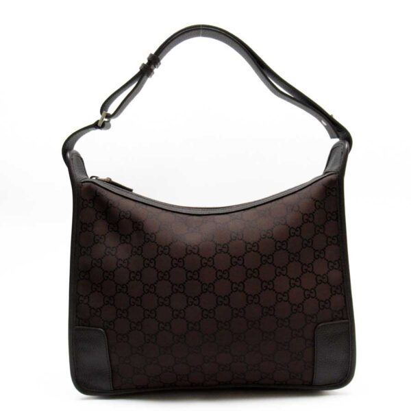 t16333a Gucci GG Canvas Leather Shoulder Bag Brown