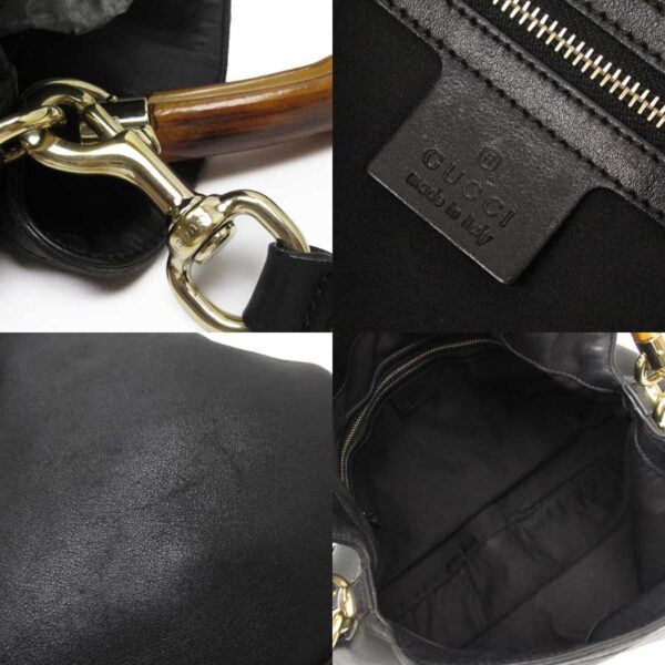 t16385a 2 Gucci Bamboo Leather Shoulder Bag Black Natural