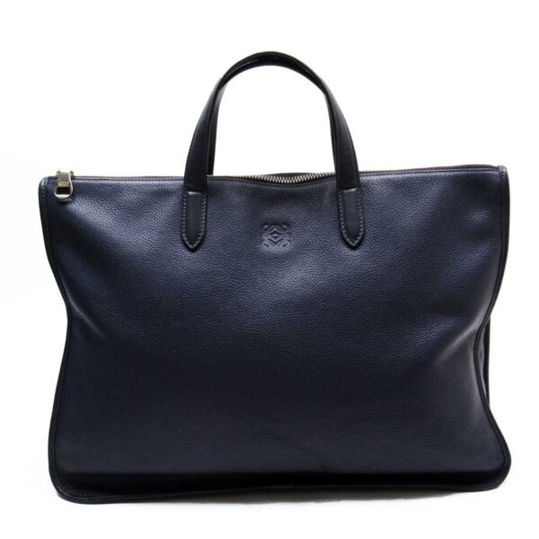 t16394a Loewe Business Bag Leather Document Bag Navy