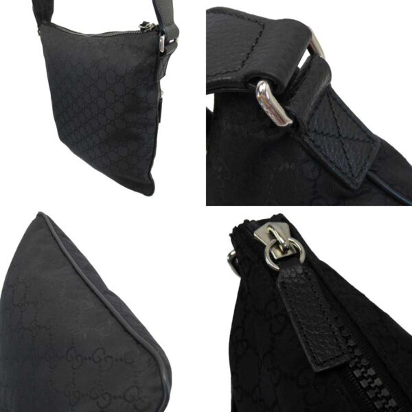 t16441a 1 Gucci GG Nylon Crossbody Shoulder Bag Black Gray