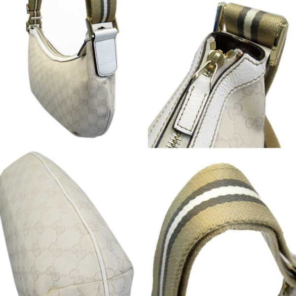 t16442a 1 Gucci GG Canvas Leather Shoulder Bag White