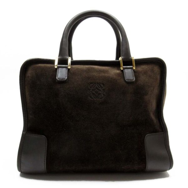 t16498a Loewe Amazona Suede Leather Handbag Brown