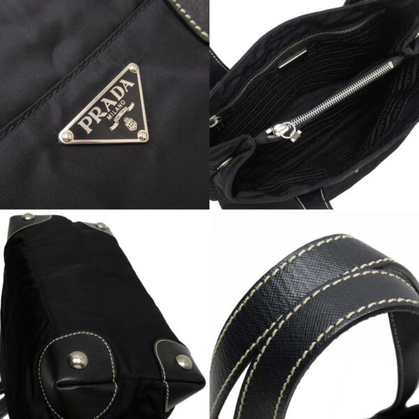 t16565a 1 Prada Triangle Nylon Saffiano Shoulder Bag Black