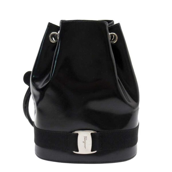 t16641d Salvatore Ferragamo Vara Leather Drawstring Backpack Black