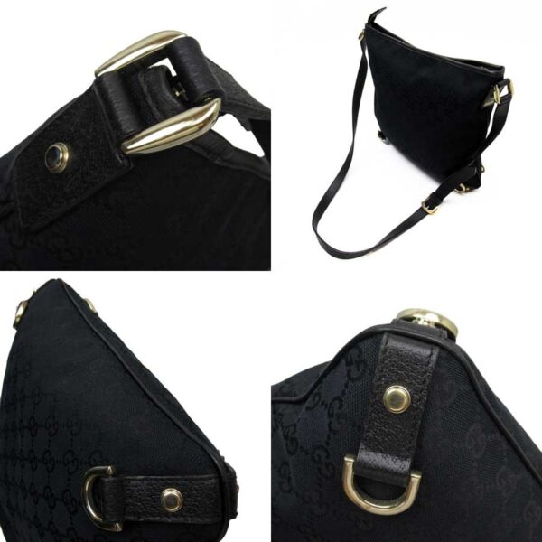 t16661a 1 Gucci GG Canvas Leather Crossbody Shoulder Bag Black