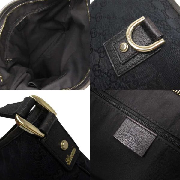 t16661a 2 Gucci GG Canvas Leather Crossbody Shoulder Bag Black