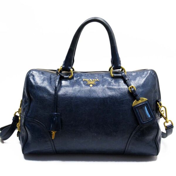 t16720a Prada Leather 2Way Bag Blue