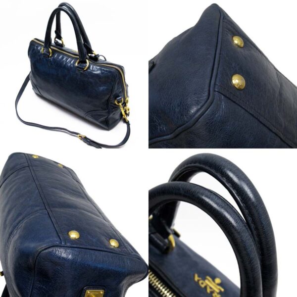 t16720a 1 Prada Leather 2Way Bag Blue