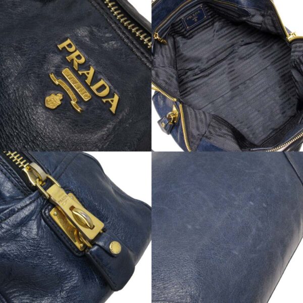 t16720a 2 Prada Leather 2Way Bag Blue