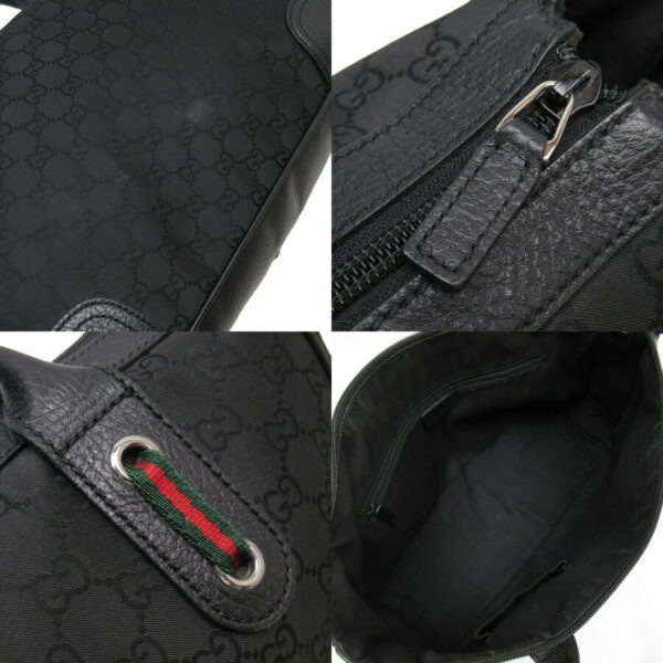 t16844 2 Gucci GG Sherry Line Canvas Leather Shoulder Bag Black