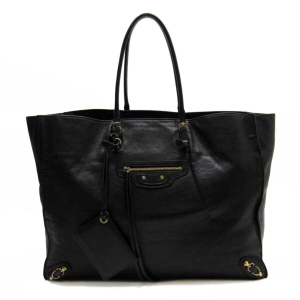 t16896a Balenciaga Leather Tote Bag Black