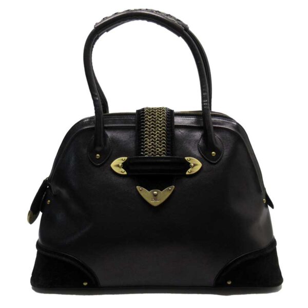 t16920a Christian Dior Handbag Leather Black