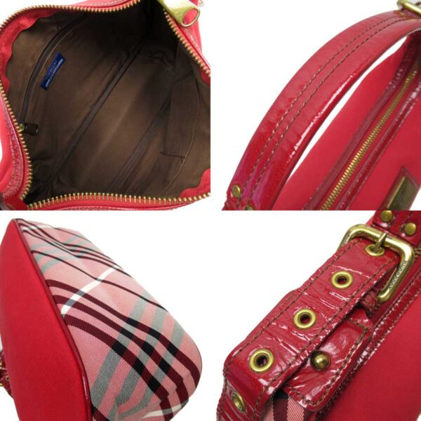 t16927a 1 Burberry Nova Check Canvas Patent Leather Shoulder Bag Red