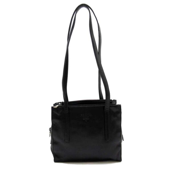 t16935a Prada Leather Shoulder Bag Black