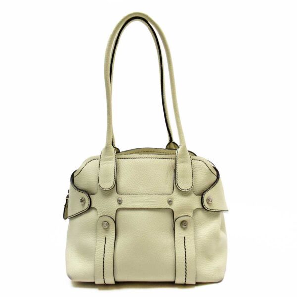 t16962a Salvatore Ferragamo Leather Shoulder Bag Ivory