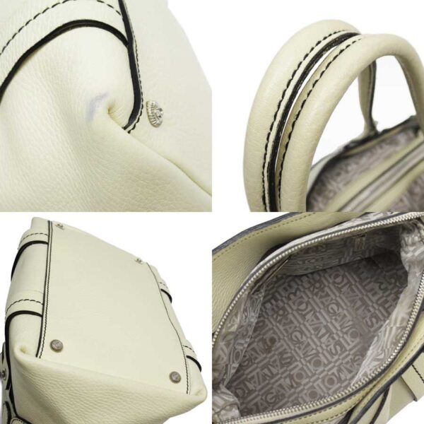 t16962a 1 Salvatore Ferragamo Leather Shoulder Bag Ivory