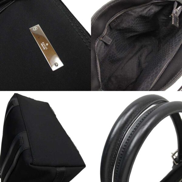 t17050a 1 Gucci Nylon Leather Shoulder Bag Black