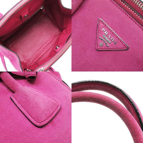 t17085a 2 Prada Triangle Suede Leather 2Way Bag Pink