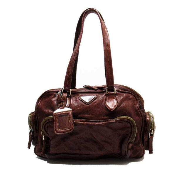 t17151a Prada Triangle Leather Shoulder Bag Brown