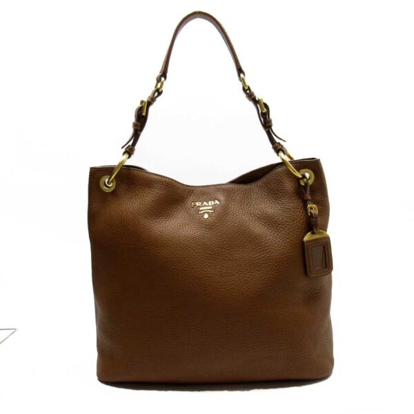 t17243a Prada Leather Shoulder Bag Brown