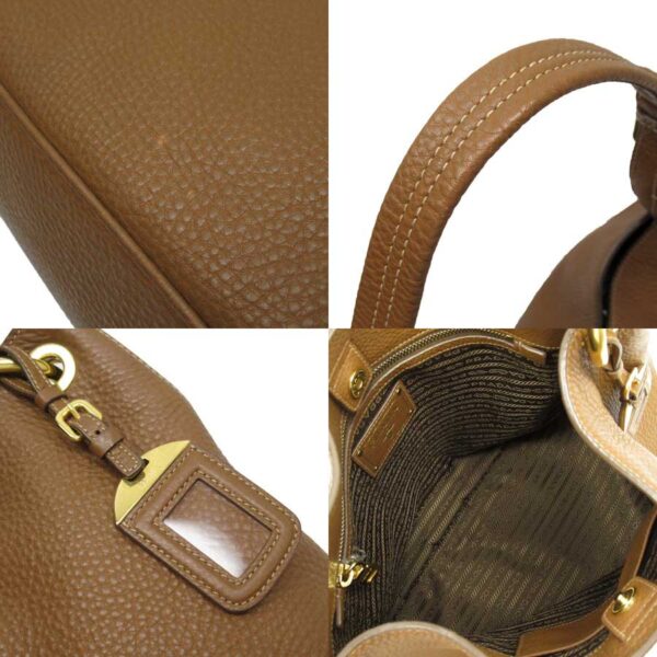 t17243a 2 Prada Leather Shoulder Bag Brown