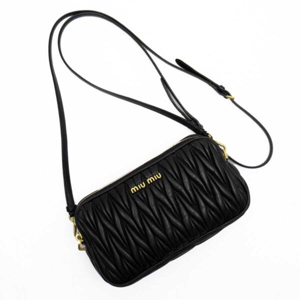 t17304a Miu Miu Crossbody Shoulder Bag Mini Clutch Bag 2Way Bag Leather Black