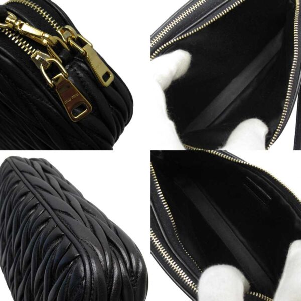 t17304a 1 Miu Miu Crossbody Shoulder Bag Mini Clutch Bag 2Way Bag Leather Black