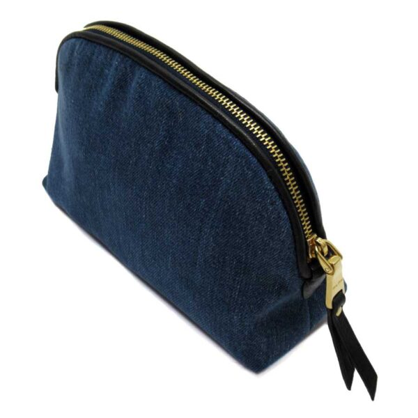 t17413g 2 Miu Miu Pouch Denim Canvas Leather Blue Black