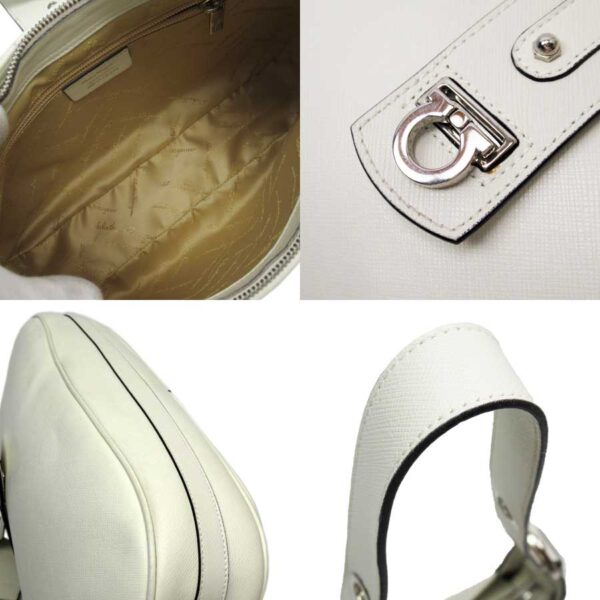 t17492g 1 Salvatore Ferragamo Gancini Leather Shoulder Bag White