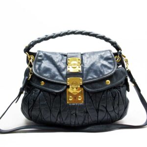 t17554 Prada Galleria Mini Bag Handbag Stitch Leather Black