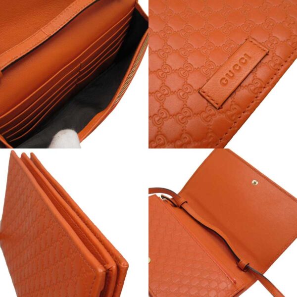 t17647 1 Gucci Micro Guccissima Leather Crossbody Shoulder Wallet Orange