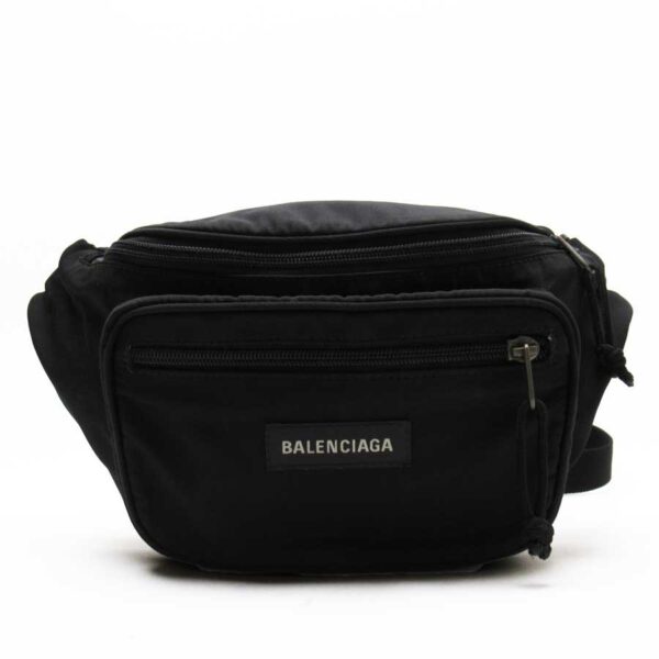 t17755a Balenciaga Nylon Canvas Waist Bag Black